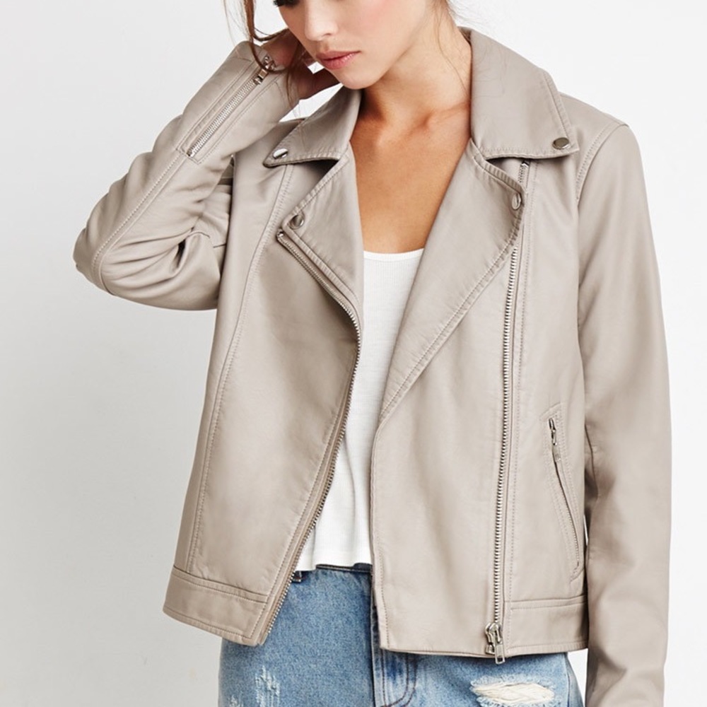 Tan Faux Leather Jacket